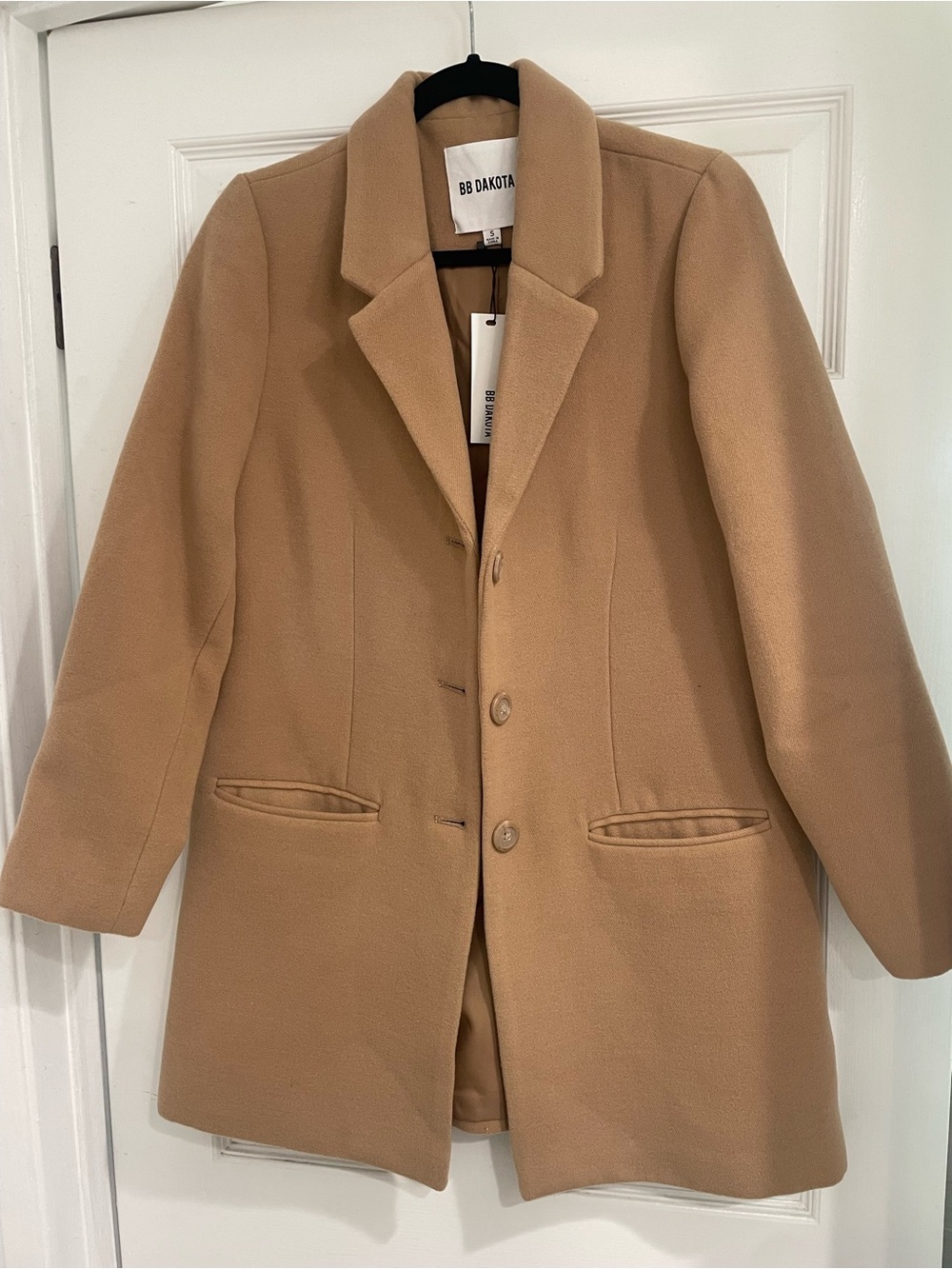 BB Dakota Camel Single-Breasted Wool-Blend Coat